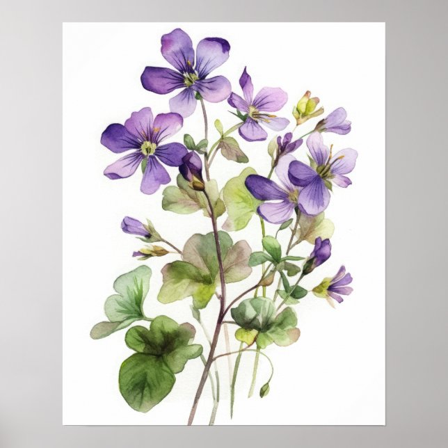 Purple Violet Flowers Art Print Poster (Front)