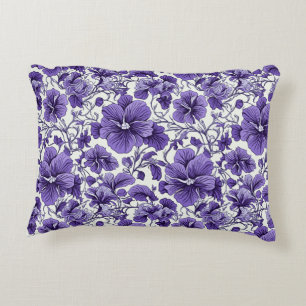 Purple Violet Flowers Botanical Floral Pattern Accent Pillow