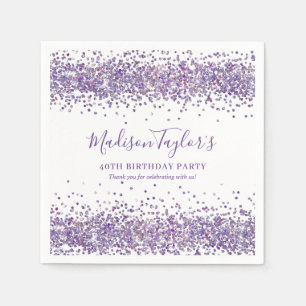 Purple Violet Glitter Sparkle Confetti Birthday Napkins