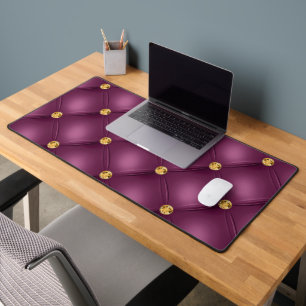 Purple Violet Gold Diamond Tufted Desk Mat
