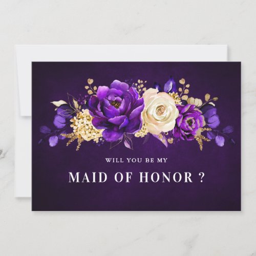 Purple Violet Gold will you be my maid of honor In Invitation