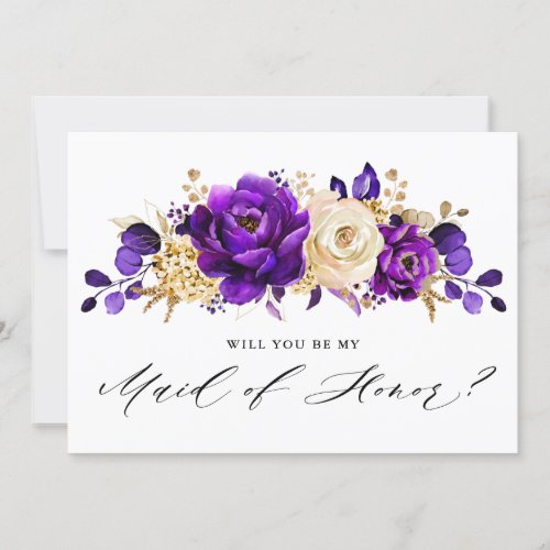 Purple Violet Gold will you be my maid of honor Invitation