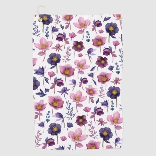 Purple Violet Hellebore Plants and Flowers Golf Towel