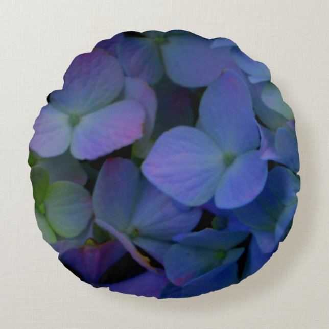 Purple violet Hydrangea Round Pillow (Front)