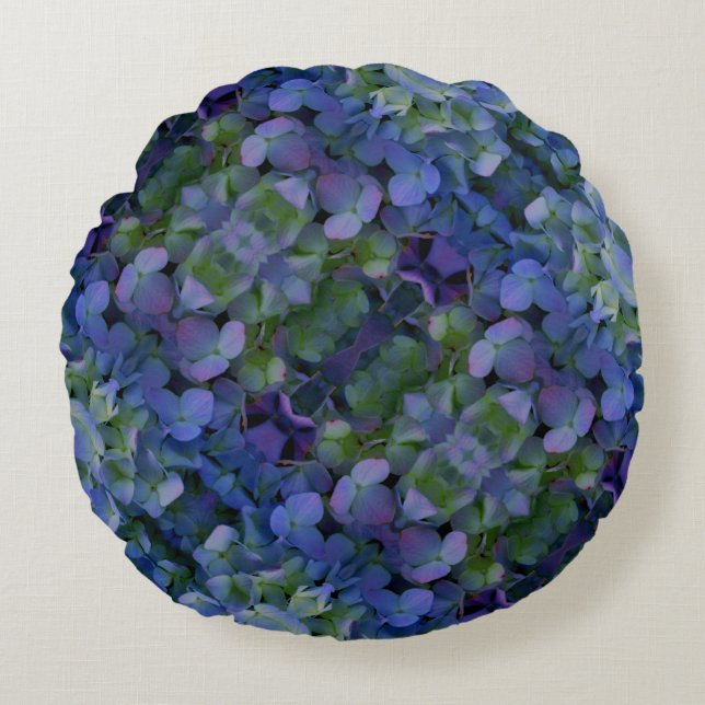 Purple violet Hydrangea Round Pillow (Front)