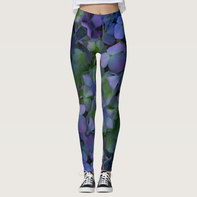 purple violet  Hydrangeas Leggings (Front)