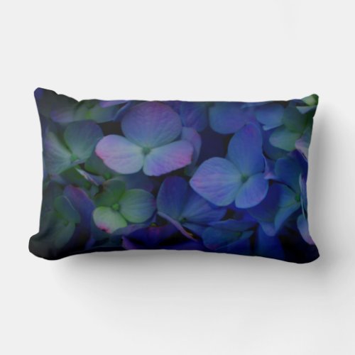 Purple violet hydrangeas lumbar pillow
