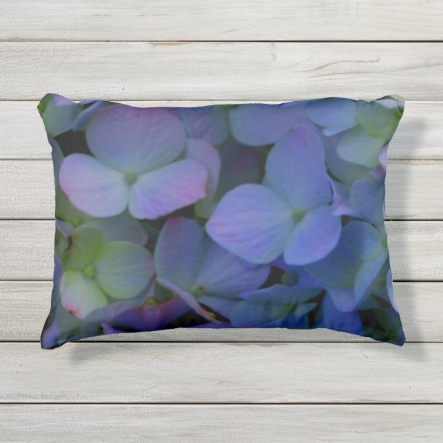Purple violet Hydrangeas Outdoor Pillow (Front)
