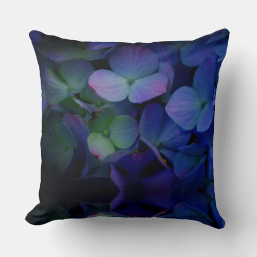 Purple violet hydrangeas throw pillow