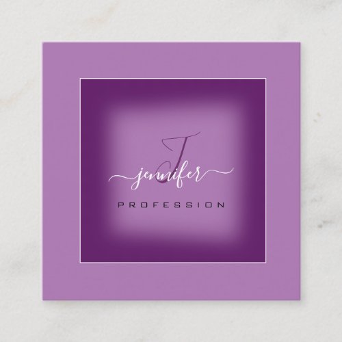 Purple Violet  Makeup Monogram Name Social Logo Square Business Card