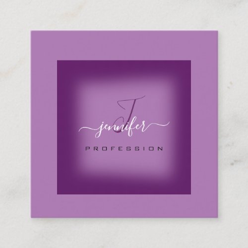 Purple Violet  Makeup Monogram Name Social Media Square Business Card