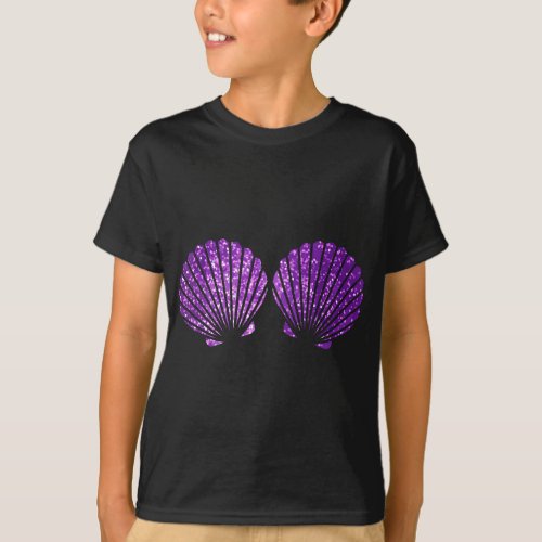 Purple Violet Mermaid Shell Bra T_Shirt