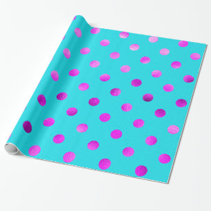 Purple Violet Metallic Faux Foil Polka Dot Teal Wrapping Paper
