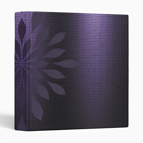 Purple violet metallic looking floral embellished 3 ring binder