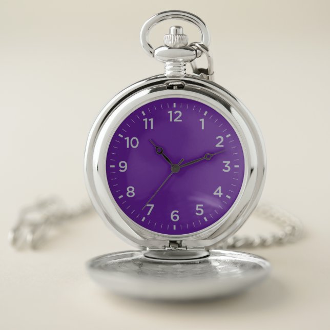 Purple Violet Minimalist Round Pocket Watch (Inside)
