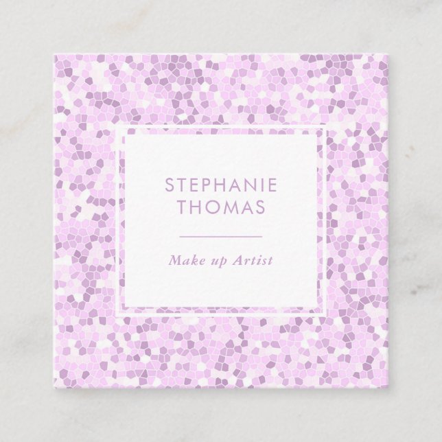 Purple Violet Mosaic pattern square business card (Front)