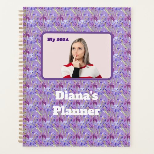 Purple violet pattern planner with photos