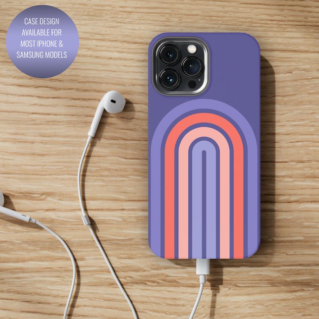 Purple Violet Peach Orange Rounded Lines Pattern iPhone Case (Creator Uploaded)