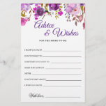Purple Violet Peony Floral Advice and Wishes card<br><div class="desc">Purple Violet Peony Floral Advice and Wishes card. For additional customization,  feel free to contact me!</div>