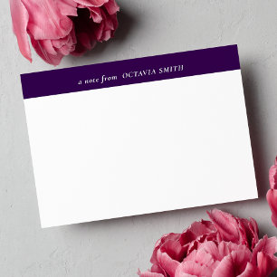 PURPLE VIOLET PERSONALIZED FAMILY NAME MONOGRAM NOTE CARD