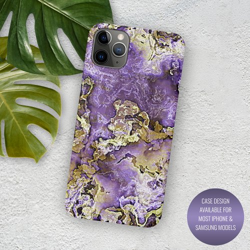 Purple Violet Pink Gold Minerals Agate Art Pattern iPhone 11 Pro Max Case