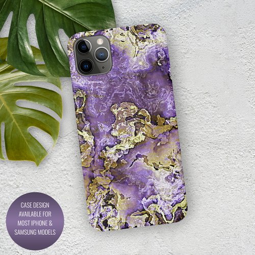 Purple Violet Pink Gold Minerals Agate Art Pattern iPhone 12 Case