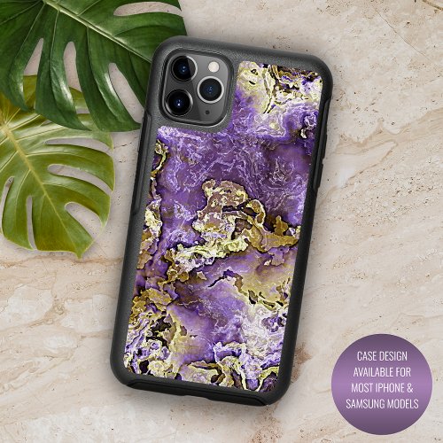 Purple Violet Pink Gold Minerals Agate Art Pattern iPhone 13 Case