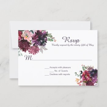 Purple Violet Plum Pink Mauve Red Greenery Rsvp by dmboyce at Zazzle