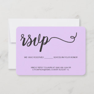 Purple Violet RSVP without mailing Reserved Seat Card