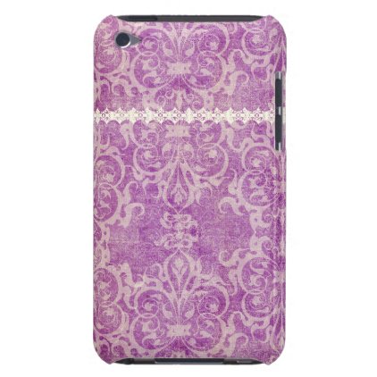 purple,violet,rustic,damask,worn,vintage,floral,an barely there iPod case