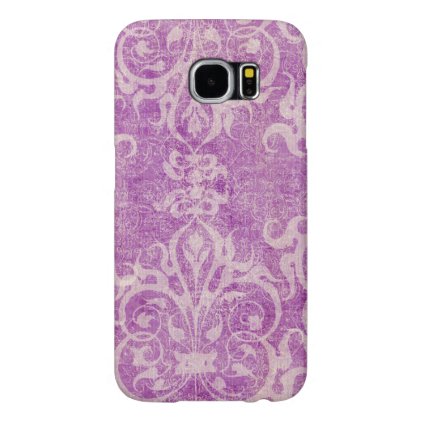 purple,violet,rustic,damask,worn,vintage,floral,an samsung galaxy s6 case