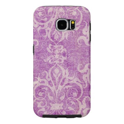 purple,violet,rustic,damask,worn,vintage,floral,an samsung galaxy s6 case