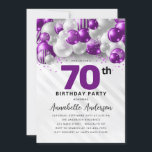 Purple Violet Silver Balloon Glitter 70th Birthday Invitation<br><div class="desc">Modern Glam Purple Violet Silver Balloon Glitter Sparkle Any Age Birthday Invitation</div>