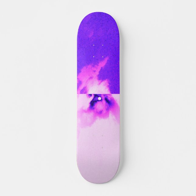 Purple violet sky cloudy design  skateboard (Front)