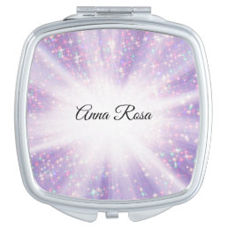 *~* Purple Violet Sparkle Glitter Rays Custom Compact Mirror