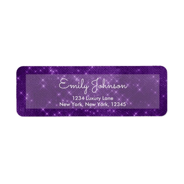 Purple Violet Sparkle Wedding or Birthday Label (Front)