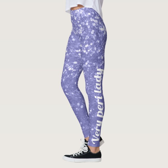 Purple violet sparkles glitter Your Custom name Leggings (Left)