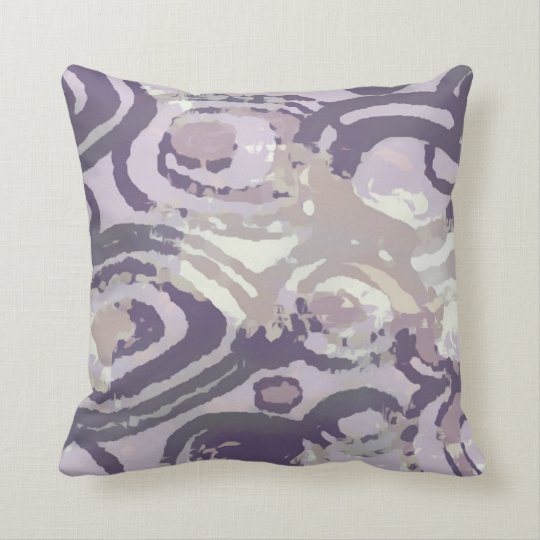 Purple Violet Taupe Mauve Squares Circles Pattern Throw Pillow