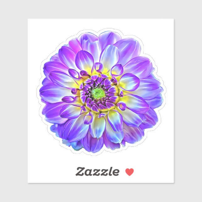Purple Violet Tips Dinner Plate Dahlia Pinnata Sticker (Sheet)