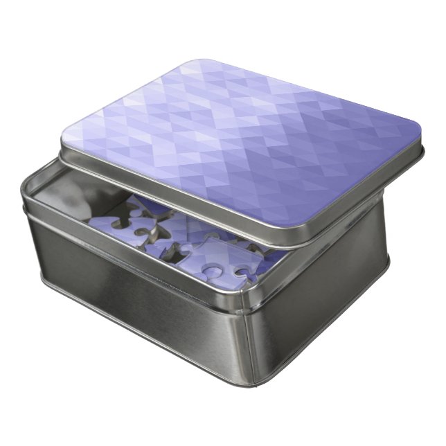Purple violet triangle geometric squares jigsaw puzzle (Lid Open)
