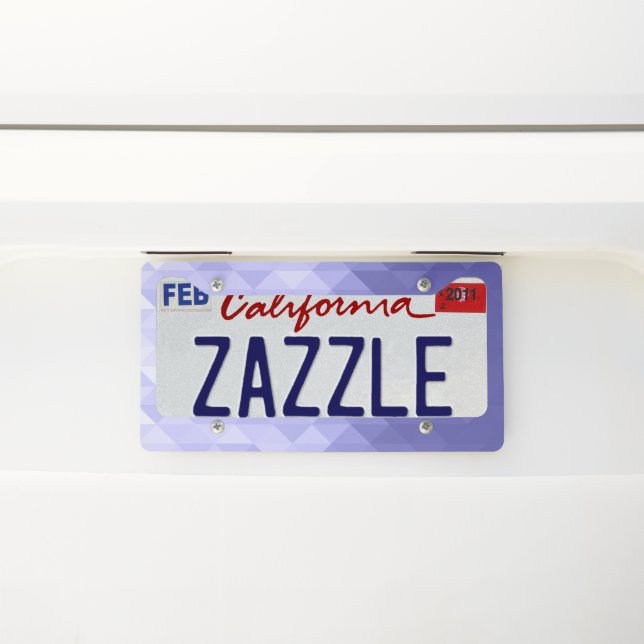 Purple violet triangle geometric squares license plate frame (On Car)
