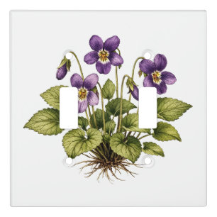 Purple Violet Vintage Style Botanical Light Switch Cover