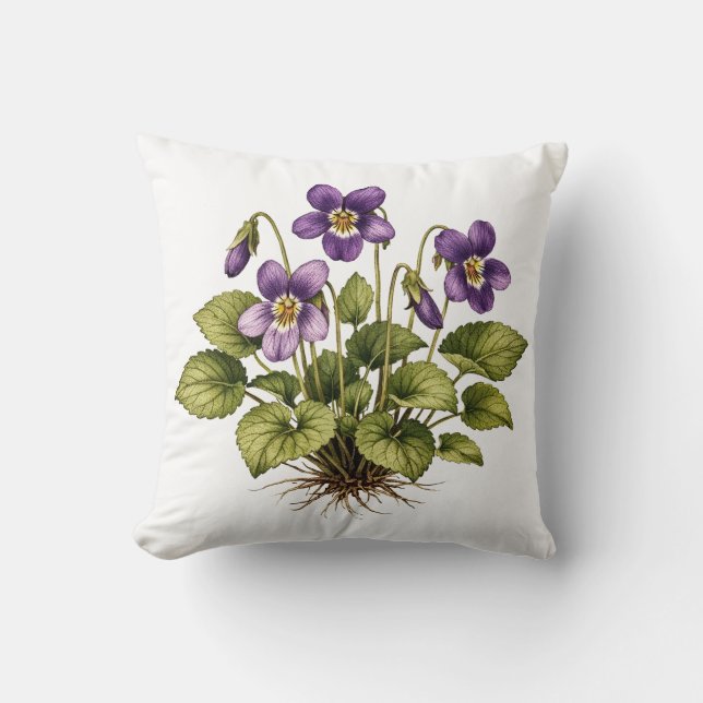 Purple Violet Vintage Style Botanical  Throw Pillow (Front)