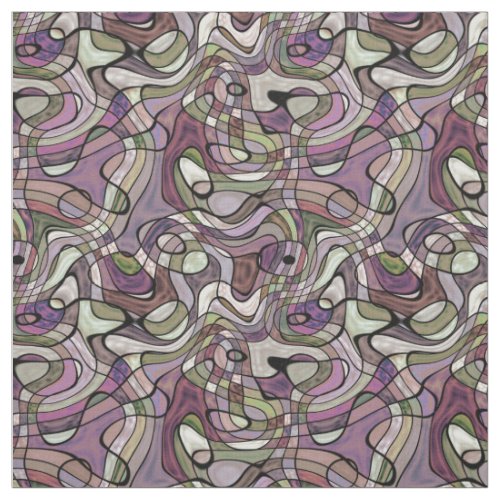 Purple Violet Warped Twisted Retro Squares Pattern Fabric