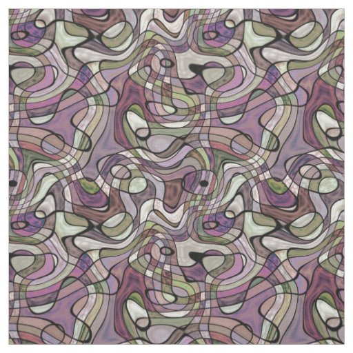 Purple Violet Warped Twisted Retro Squares Pattern Fabric