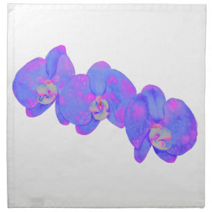 Purple violet watercolor orchid painting cloth napkin