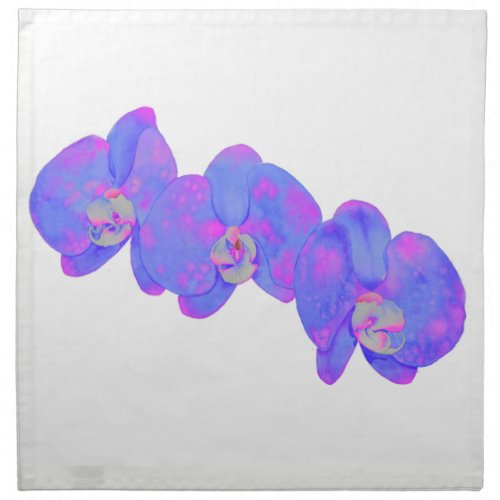 Purple violet watercolor orchid painting  cloth napkin