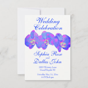 Purple violet watercolor orchid painting invitation