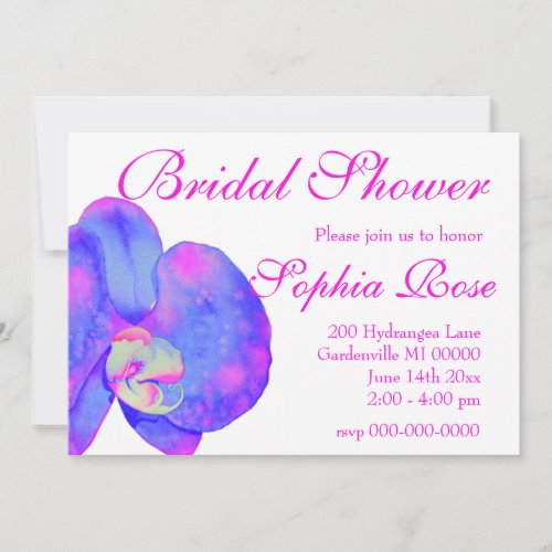 Purple violet watercolor orchid painting  invitation