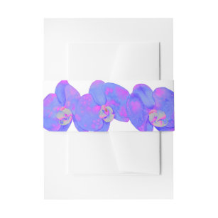 Purple violet watercolor orchid painting  invitation belly band